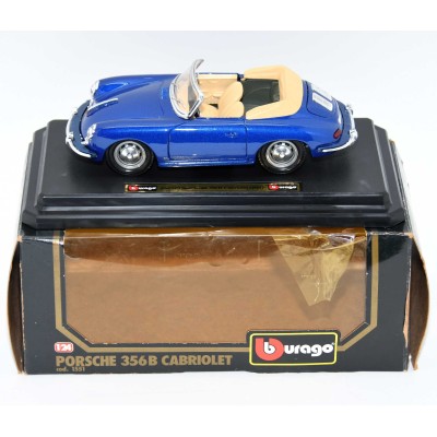 COCHE A ESCALA BURAGO METAL PORSCHE 356B CABRIO 1961